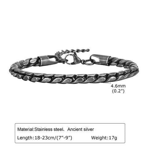 Vintage Byzantine Chain Bracelet for Men and Boys - Stainless Steel Retro Wristband