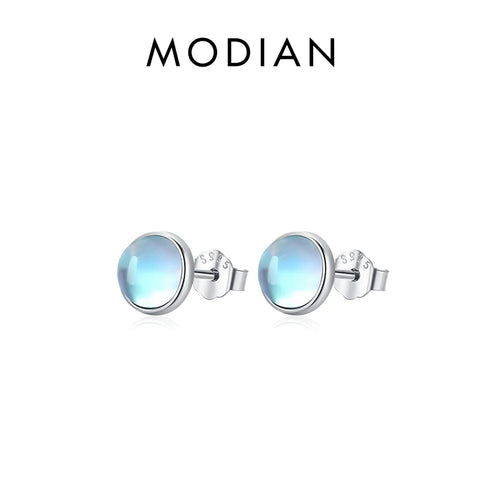Modian 925 Sterling Silver Moonstone Stud Earrings