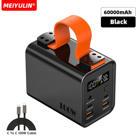 60000mAh Power Bank – 100W USB-C PD/QC/DC Fast-Charge