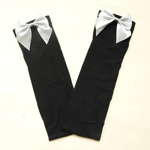 Elegant Women's Pink Bow Stay Up Thigh High Silk Stockings