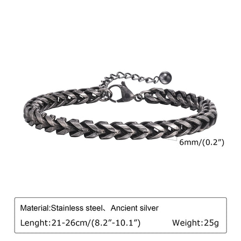 Vintage Byzantine Chain Bracelet for Men and Boys - Stainless Steel Retro Wristband