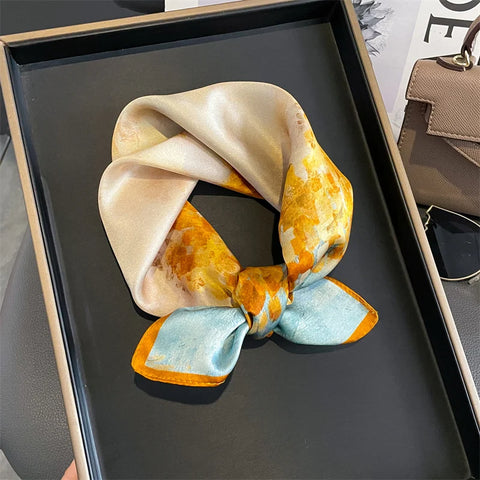 2025 100% Real Silk Scarf - 53cm Square Women's Bandelet