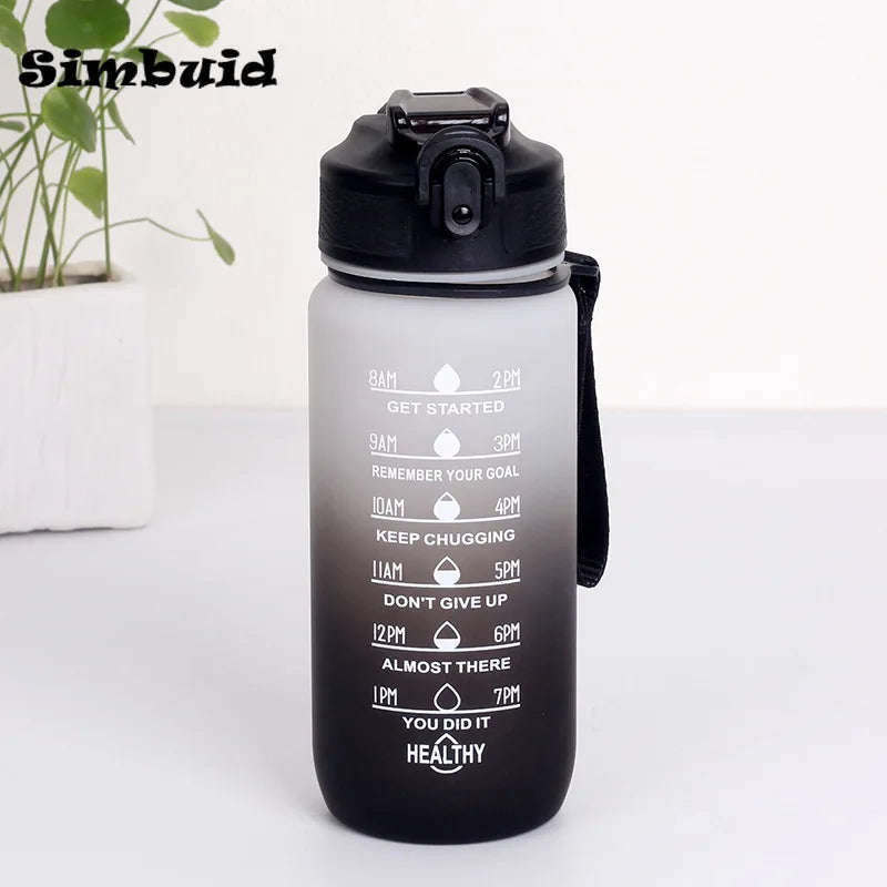 Gradient Color Sports Bottle with Time Scale – 600ML/750ML/1000ML Portable Fitness Mug