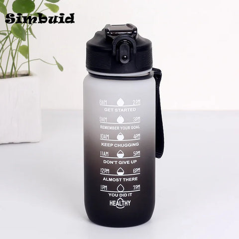 Gradient Color Sports Bottle with Time Scale – 600ML/750ML/1000ML Portable Fitness Mug