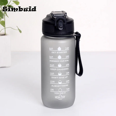 Gradient Color Sports Bottle with Time Scale – 600ML/750ML/1000ML Portable Fitness Mug