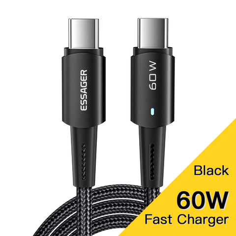 Essager Type-C 67W Fast Charging Cable - 240W Super Charge, 6A, Compatible with Xiaomi 12 Pro, Redmi K50, Note 11 Pro, Black Shark 5 Pro