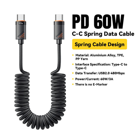 Essager Type C to Type C Cable - 100W PD Fast Charging for iPhone 16/15, MacBook, iPad, Xiaomi, Samsung