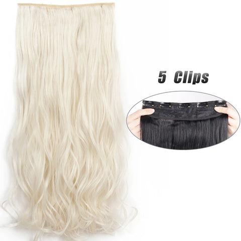 Synthetic 5 Clip In Hair Extensions 80CM - Long Straight Hairpiece