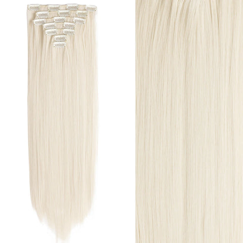 7Pcs/Set 16 Clips Hair Extension - Black Ombre Long Straight Hair