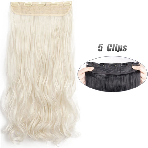Long Wavy 5 Clip In Hair Extensions - Black Blonde Mix