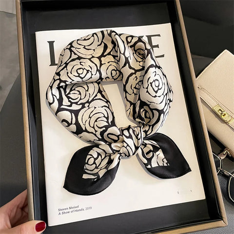 2025 100% Real Silk Scarf - 53cm Square Women's Bandelet