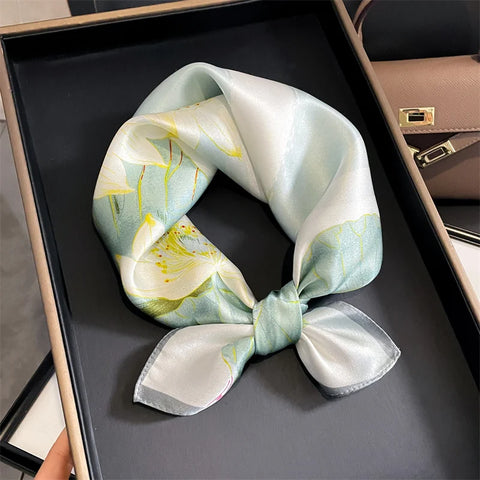 2025 100% Real Silk Scarf - 53cm Square Women's Bandelet