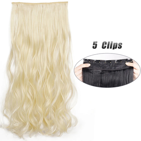 Synthetic 5 Clip In Hair Extensions 80CM - Long Straight Hairpiece