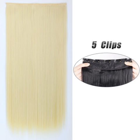 Synthetic 5 Clip In Hair Extensions 80CM - Long Straight Hairpiece