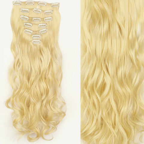 22-Inch Long Straight Wavy Hair Extensions Set