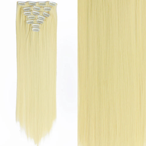 22-Inch Long Straight Wavy Hair Extensions Set