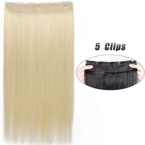 Long Wavy 5 Clip In Hair Extensions - Black Blonde Mix