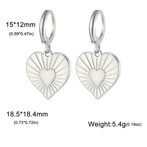 Skyrim Gold Color Stainless Steel Women's Heart Starfish Sun Pendant Hoop Earrings - Fashion Jewelry Gift