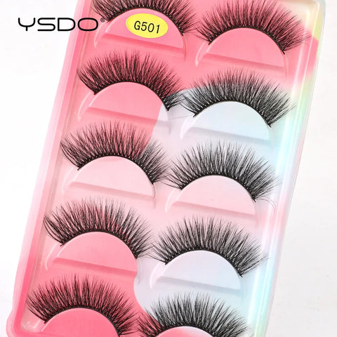 YSDO 5 Pairs Natural Long 3D Mink Eyelashes