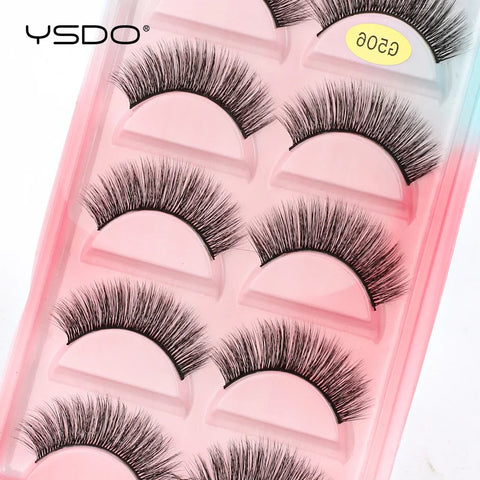 YSDO 5 Pairs Natural Long 3D Mink Eyelashes