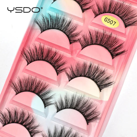 YSDO 5 Pairs Natural Long 3D Mink Eyelashes