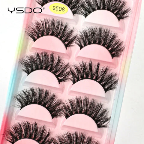 YSDO 5 Pairs Natural Long 3D Mink Eyelashes