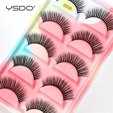 YSDO 5 Pairs Natural Long 3D Mink Eyelashes