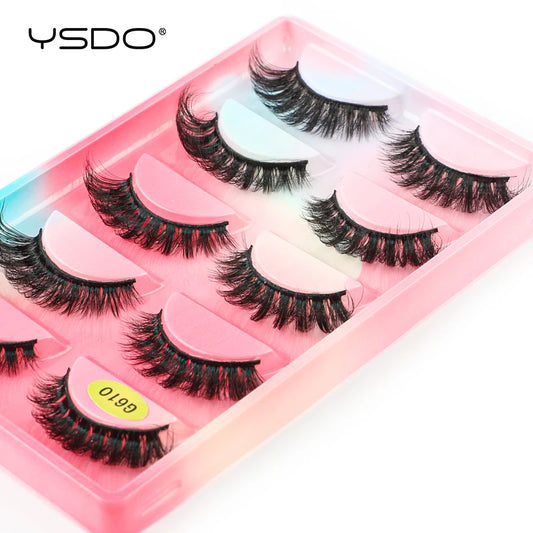 YSDO 5 Pairs Natural Long 3D Mink Eyelashes