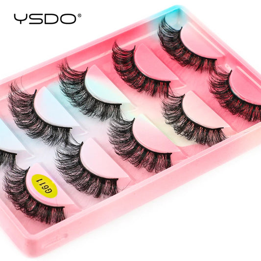 YSDO 5 Pairs Natural Long 3D Mink Eyelashes