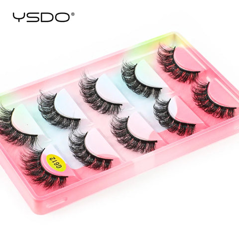 YSDO 5 Pairs Natural Long 3D Mink Eyelashes