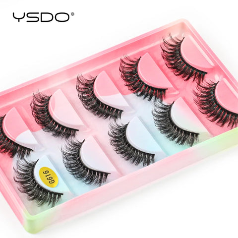 YSDO 5 Pairs Natural Long 3D Mink Eyelashes