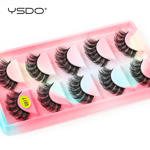 YSDO 5 Pairs Natural Long 3D Mink Eyelashes