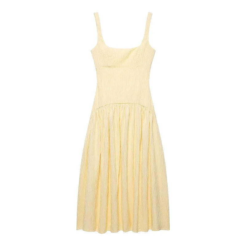 Elegant Pleated Slip Midi Dress for Women