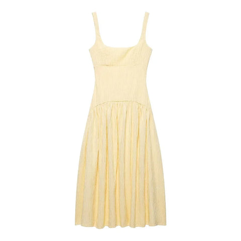 Elegante geplooide slip midi-jurk voor dames 