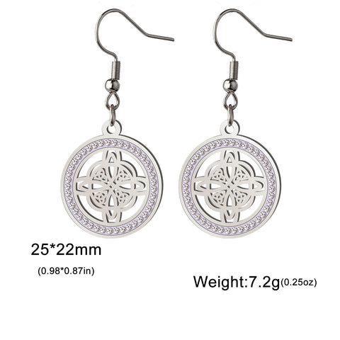 Skyrim Witch Knot Drop Earrings - Stainless Steel Amulet with Clear Zircon Pendant | Unique Witchcraft Jewelry for Valentine’s Day