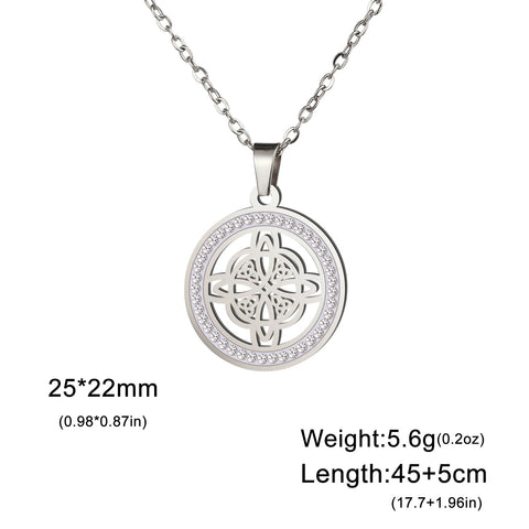 Skyrim Witchcraft Witch Knot Necklace - Stainless Steel Amulet with Clear Zircon Pendant | Perfect Wicca Jewelry Gift