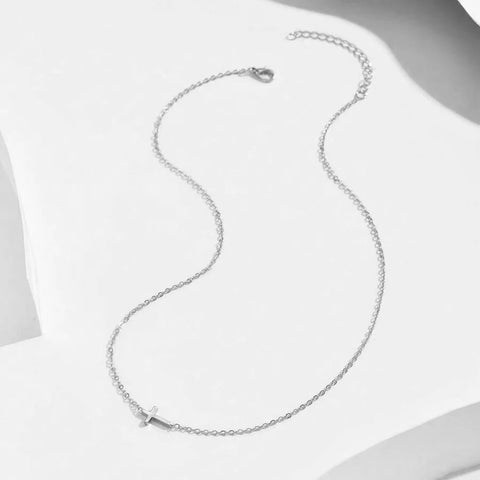 DGIDDK Stainless Steel Delicate Vintage Cross Pendant Necklace - Simple Fashion Faith Jewelry for Women