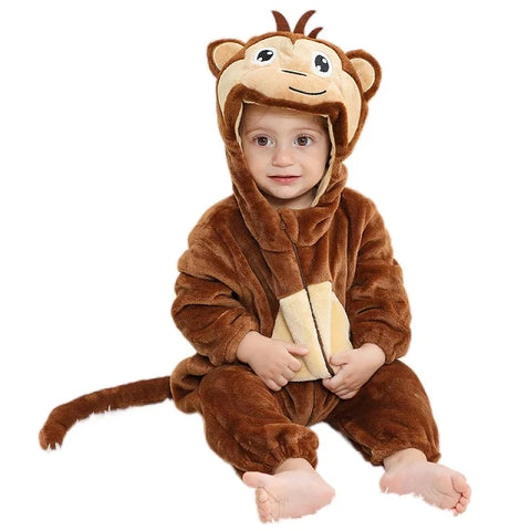 MICHLEY Winter Baby Rompers Hooded Flannel Cosplay