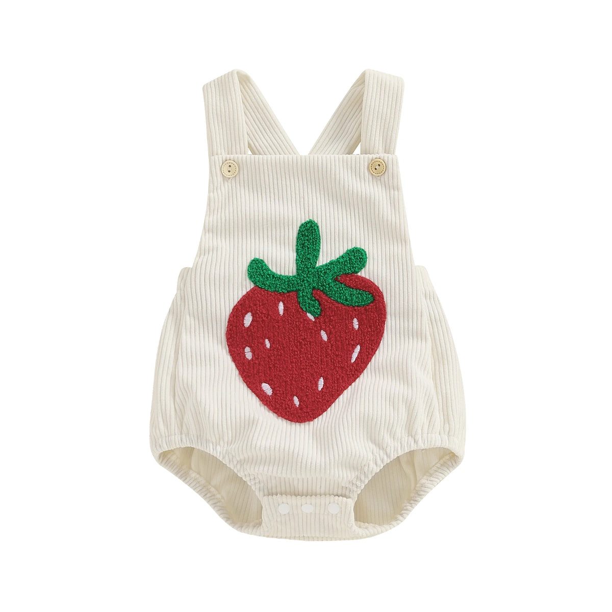Tregren Newborn Infant Toddler Romper with Strawberry Rainbow Embroidery
