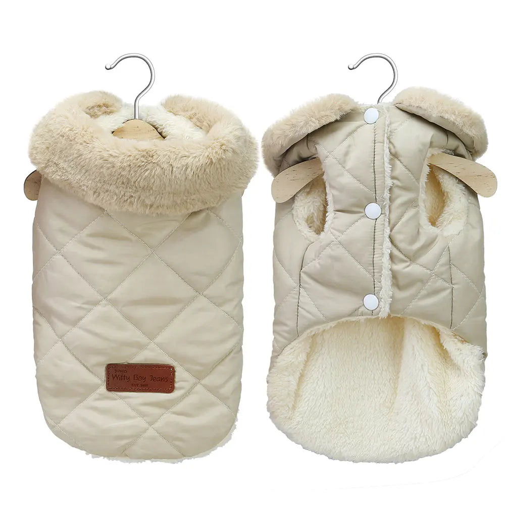 Warm Chihuahua Dog Cat Clothes Winter Fur Collar Small Dogs Puppy Coat Thick Cotton Pet Jacket Outfits for Small Dogs