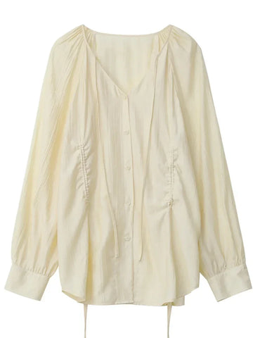 CHIC VEN Women Loose Lace Up Shirt
