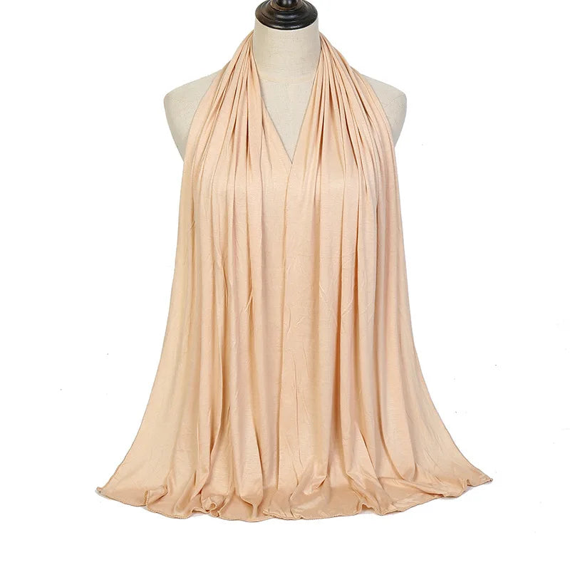 Soft Modal Cotton Jersey Hijab Scarf - Long Muslim Scarf for Women
