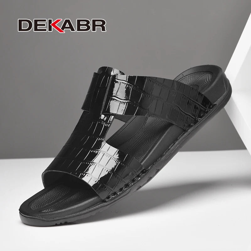 DEKABR Herenpantoffels Zomersandalen van runderleer 