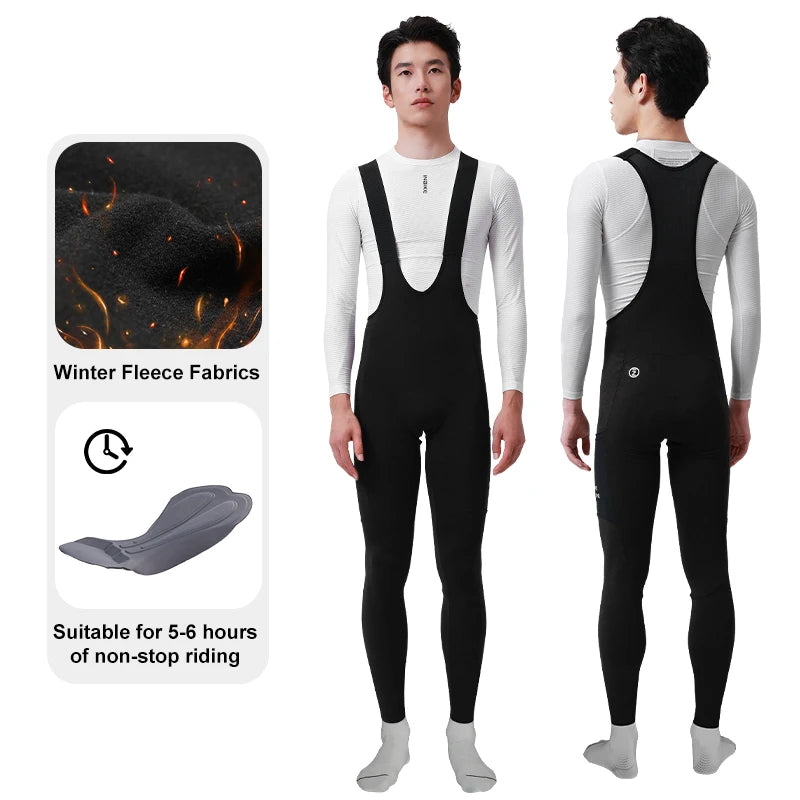 INBIKE Winter Cycling Bib Pants: Thermal Fleece 3D Padded MTB Cycling Clothing for Men