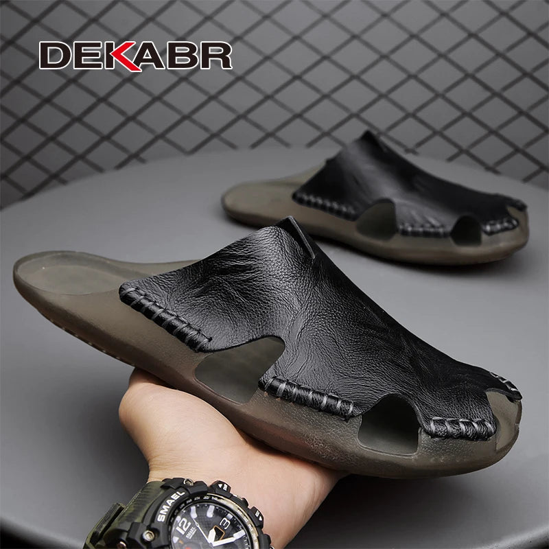 DEKABR Heren Sandalen van Koeienleer - Zomer Casual Schoenen 