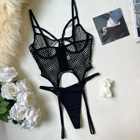 Ultra Sexy Fishnet Crotchless Lingerie - Daring Erotic Costume for OnlyFans