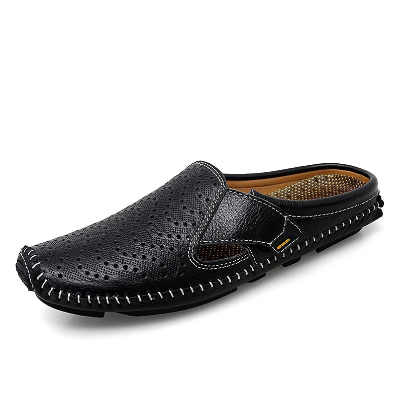 Genuine Leather Slippers for Men - Casual Summer Shoes