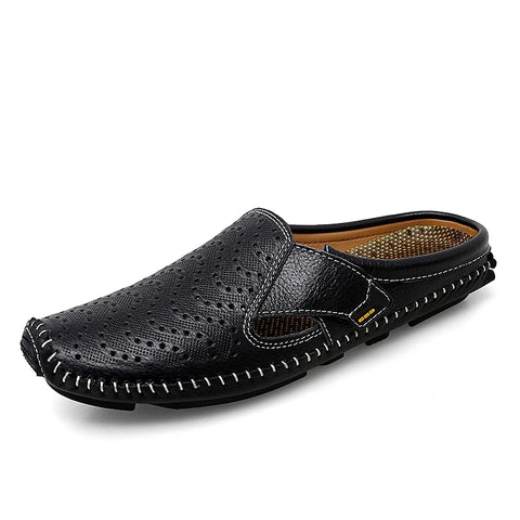 Genuine Leather Slippers for Men - Casual Summer Shoes