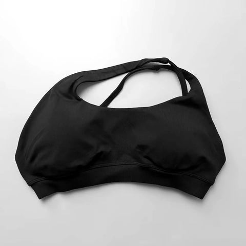 NCLAGEN Asymmetric Sports Bra Gym Top for Women - High Support Halter Backless Fitness Activewear