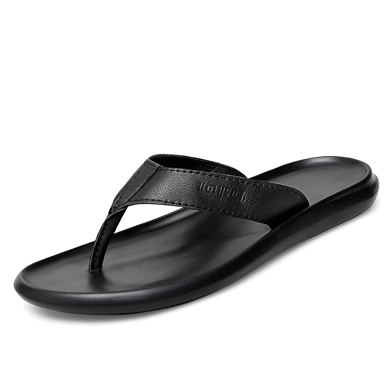 Fashion Men Flip Flops 2024 - Soft Bottom Non-slip Leather Sandals